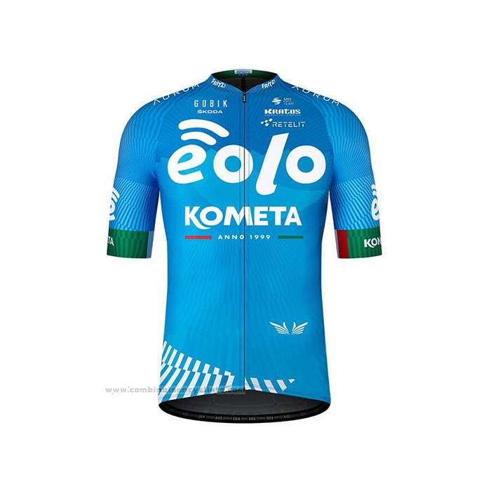 2021 Maillot Cyclisme Eolo Kometa Bleu Manches Courtes et Cuissard